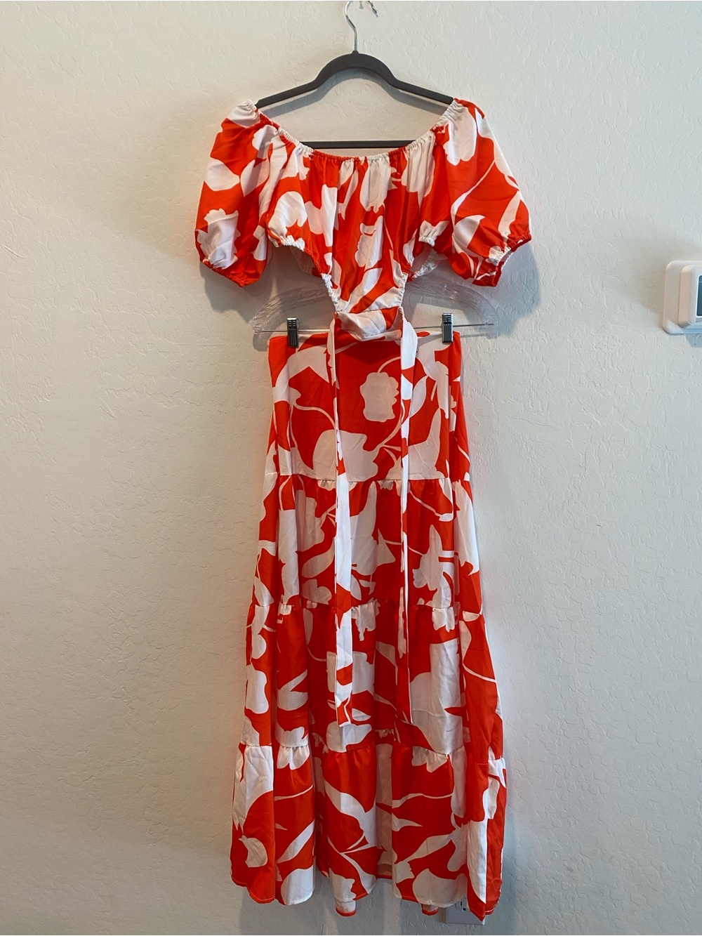 Orange & White Floral Off-Shoulder Maxi Dress - Picture 1 of 8